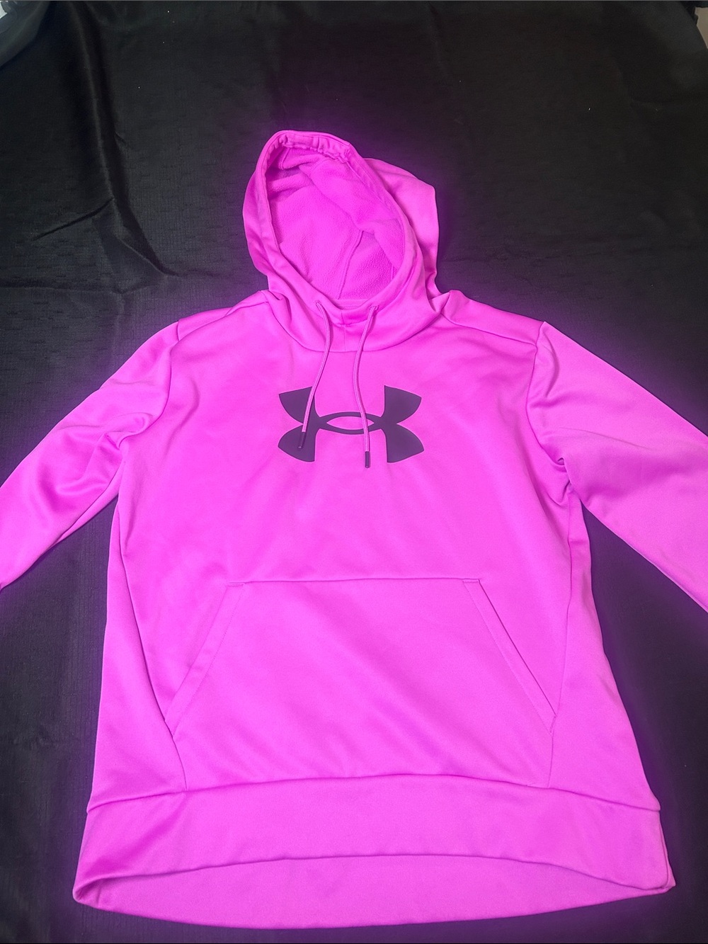 Under Armour Pink Hooded Pullover Sweatshirt with Black Logo